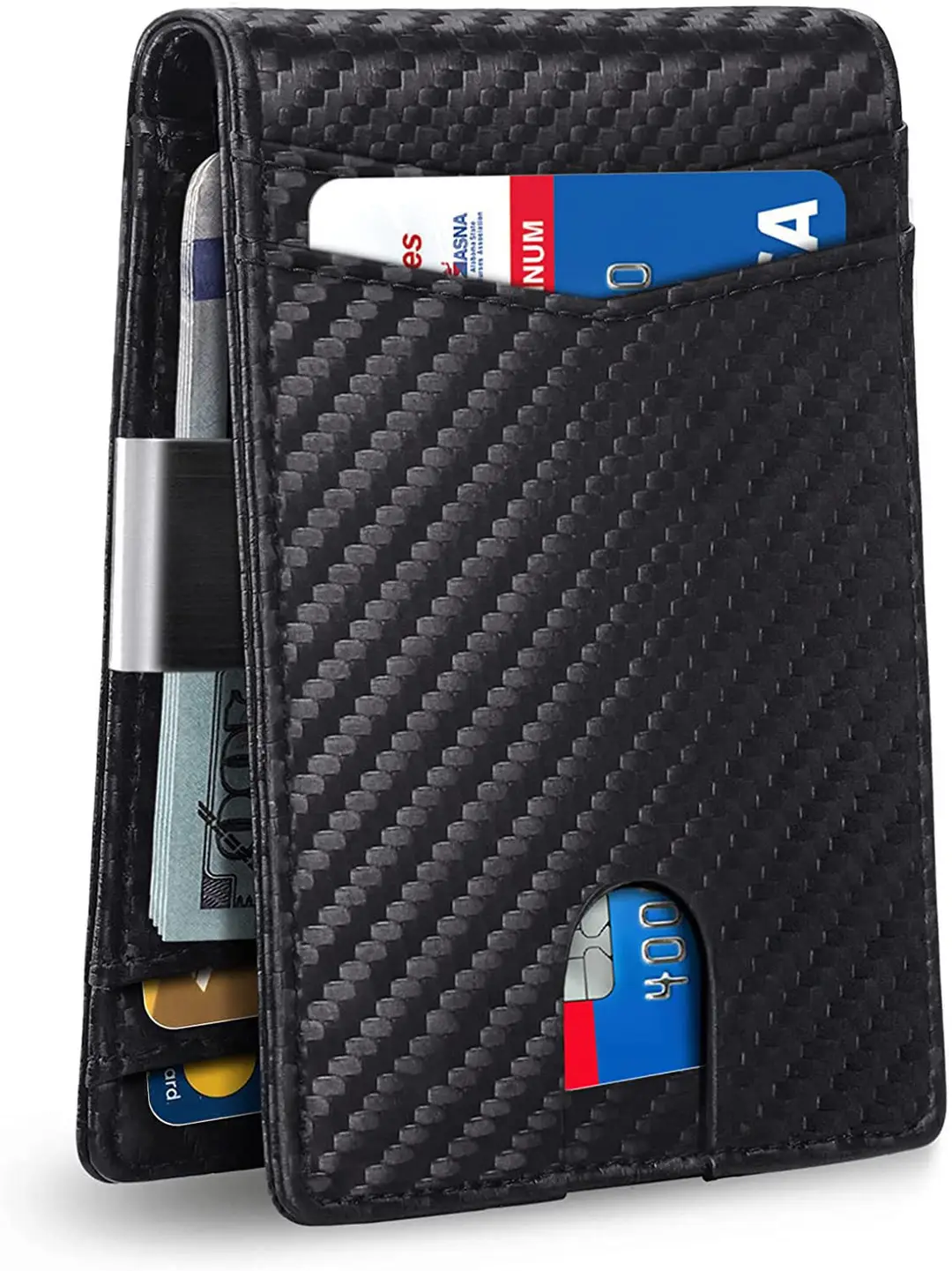 Rfid Wallet Carbon Fiber Multi-Card Slot Anti-Theft Wallet Card Holder Dollar Bill Holder Men's Wallet Color-Blocking Design Anti-Skimming — feature 10