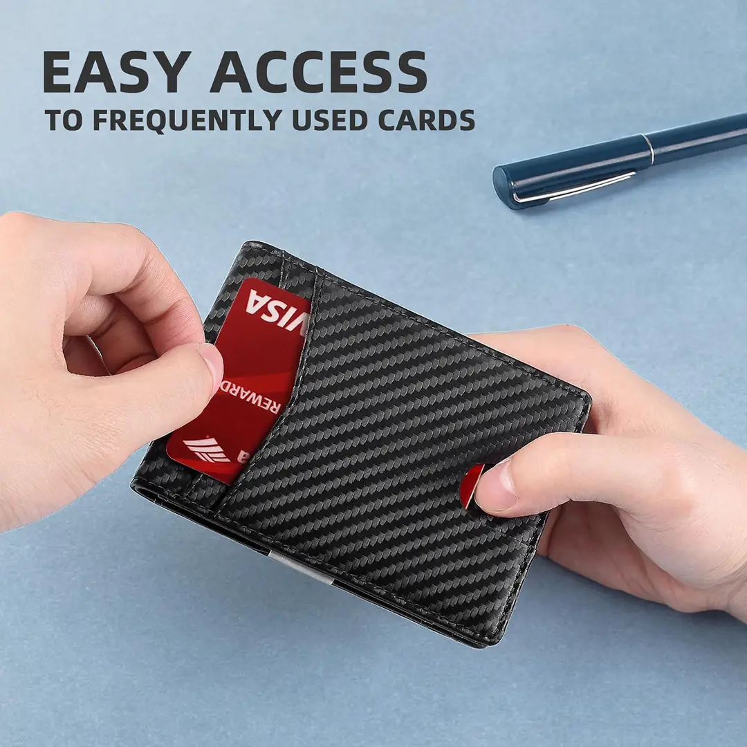 Rfid Wallet Carbon Fiber Multi-Card Slot Anti-Theft Wallet Card Holder Dollar Bill Holder Men's Wallet Color-Blocking Design Anti-Skimming — feature 12