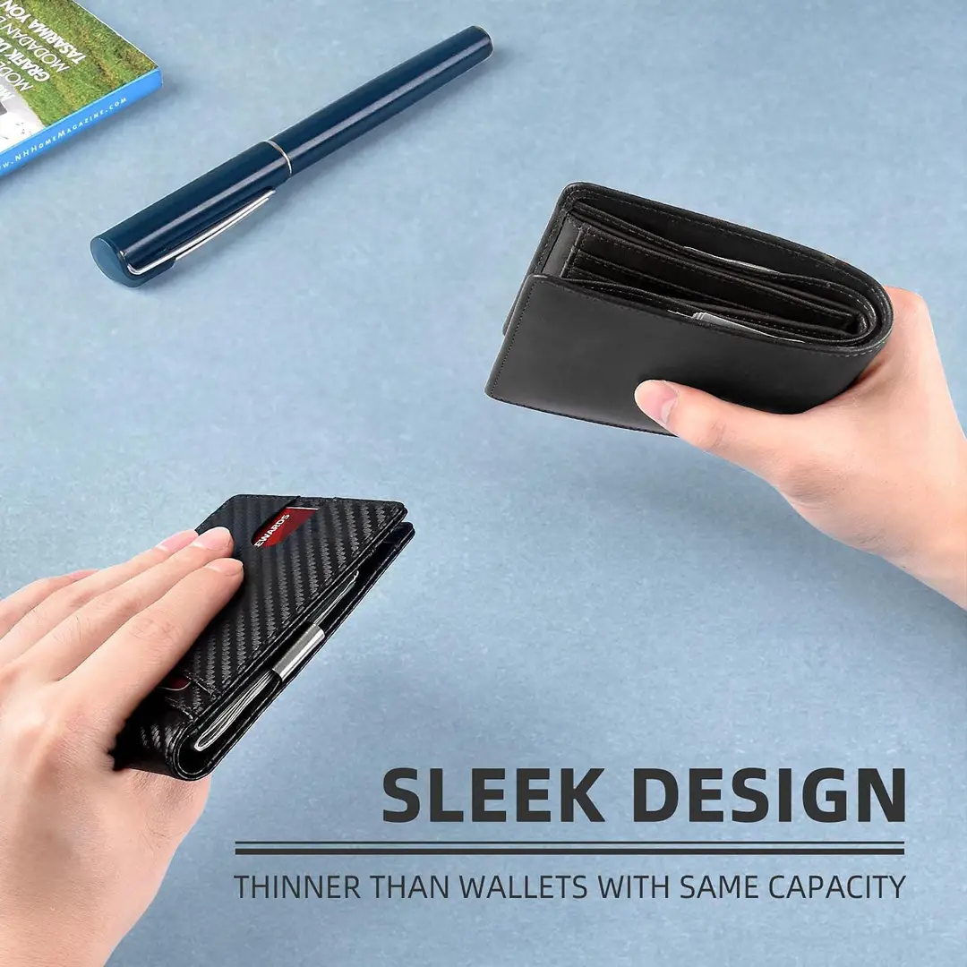 Rfid Wallet Carbon Fiber Multi-Card Slot Anti-Theft Wallet Card Holder Dollar Bill Holder Men's Wallet Color-Blocking Design Anti-Skimming — feature 14