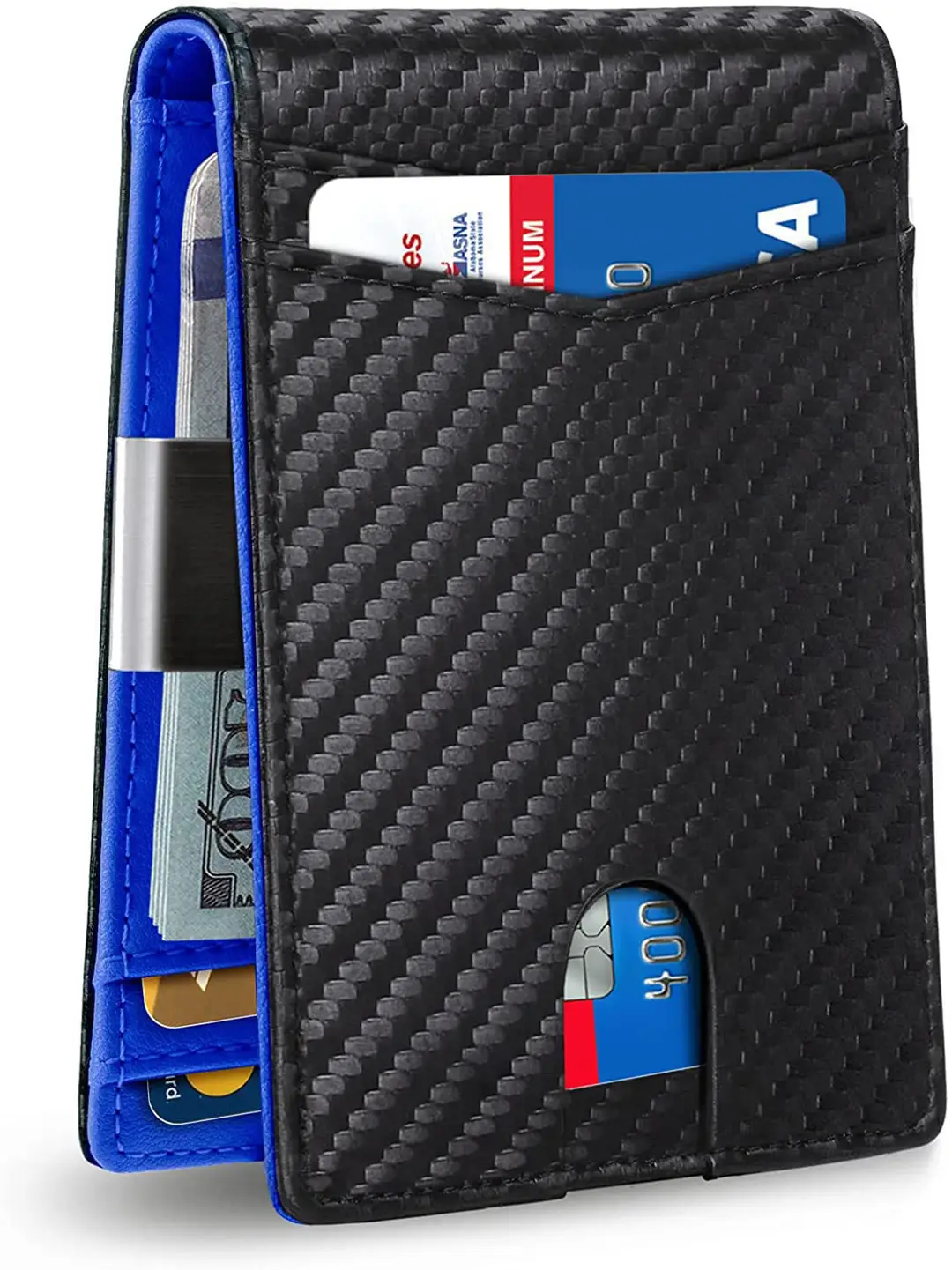 Rfid Wallet Carbon Fiber Multi-Card Slot Anti-Theft Wallet Card Holder Dollar Bill Holder Men's Wallet Color-Blocking Design Anti-Skimming — feature 2