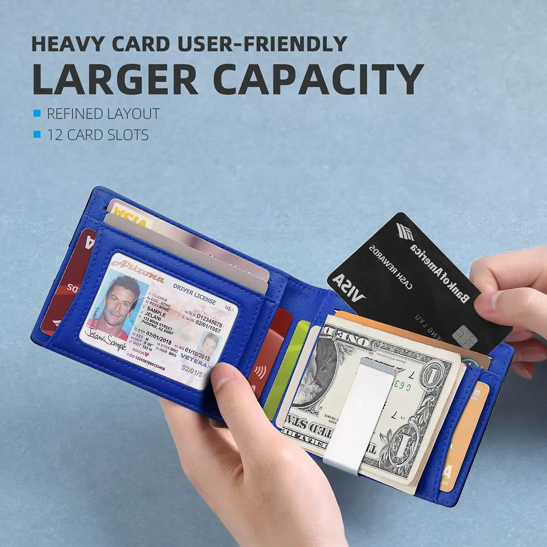 Rfid Wallet Carbon Fiber Multi-Card Slot Anti-Theft Wallet Card Holder Dollar Bill Holder Men's Wallet Color-Blocking Design Anti-Skimming — feature 3