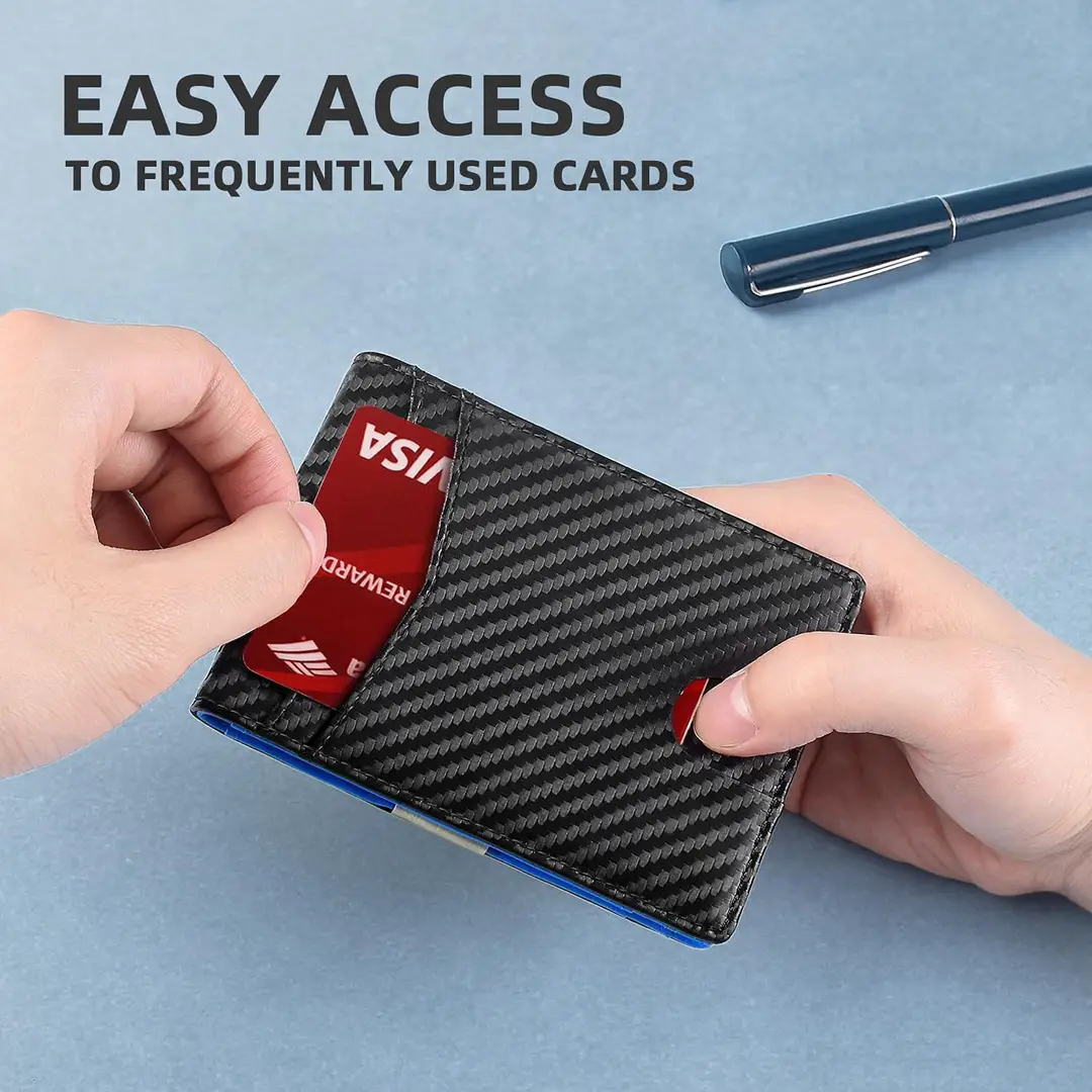 Rfid Wallet Carbon Fiber Multi-Card Slot Anti-Theft Wallet Card Holder Dollar Bill Holder Men's Wallet Color-Blocking Design Anti-Skimming — feature 4