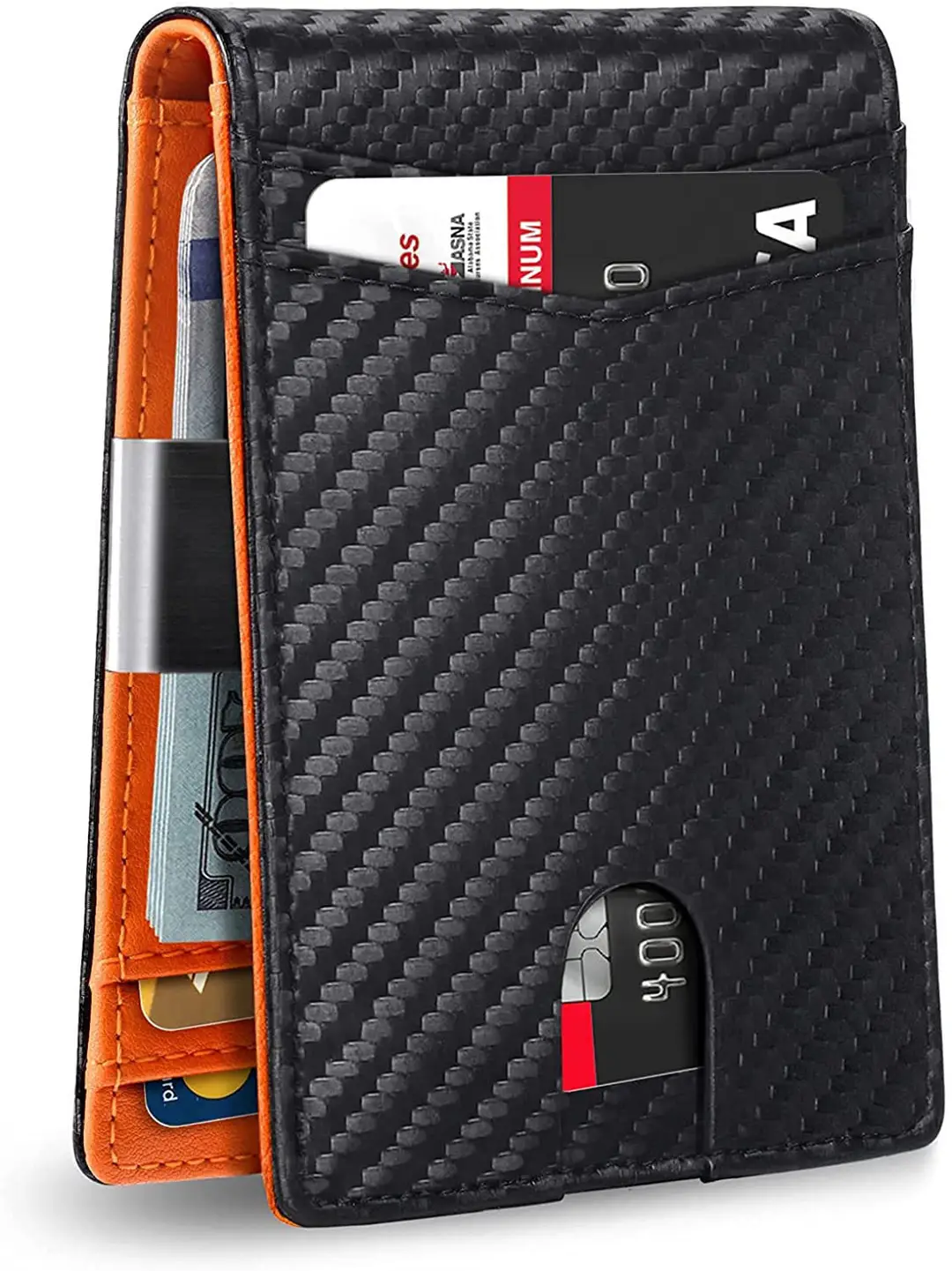 Rfid Wallet Carbon Fiber Multi-Card Slot Anti-Theft Wallet Card Holder Dollar Bill Holder Men's Wallet Color-Blocking Design Anti-Skimming — feature 6