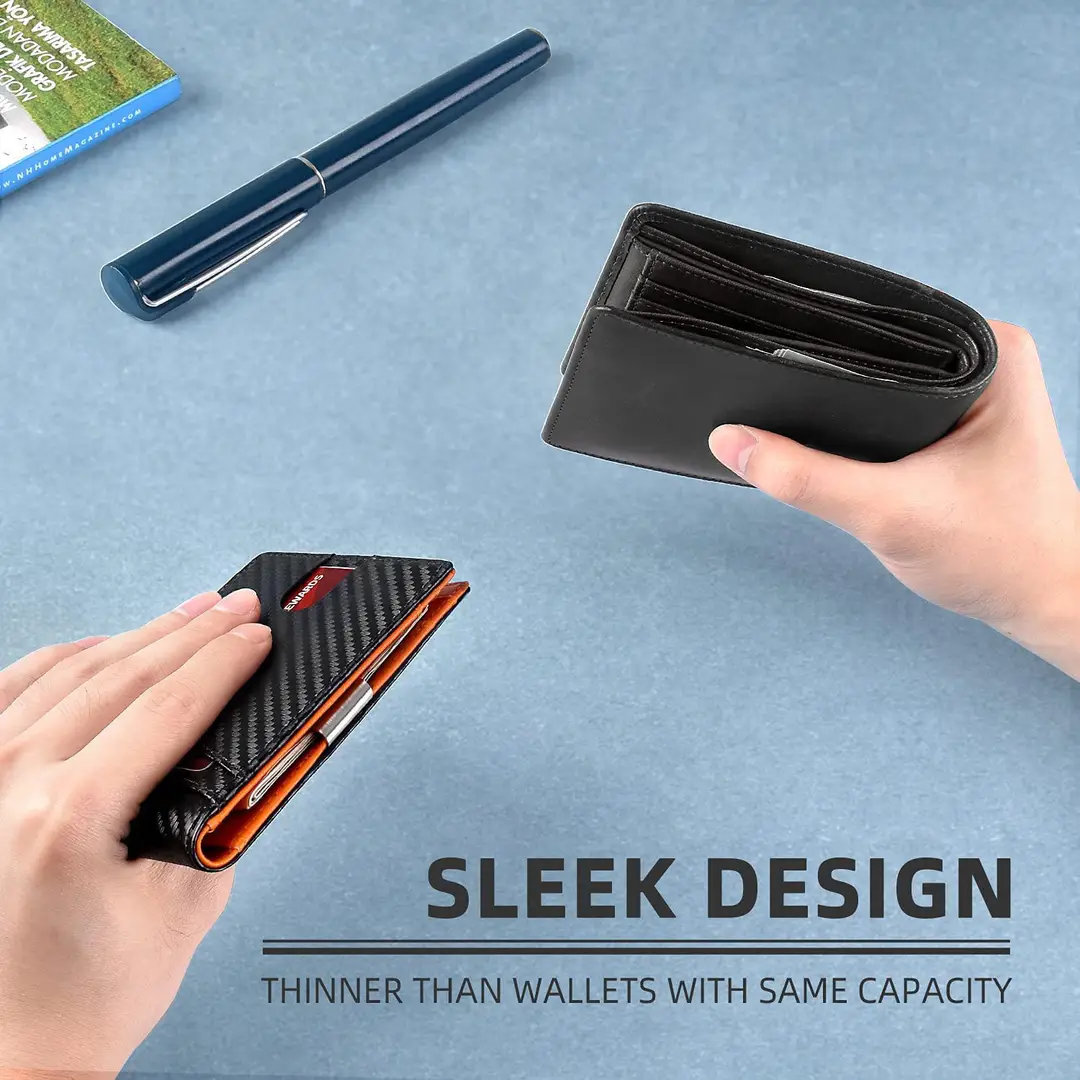 Rfid Wallet Carbon Fiber Multi-Card Slot Anti-Theft Wallet Card Holder Dollar Bill Holder Men's Wallet Color-Blocking Design Anti-Skimming — feature 9