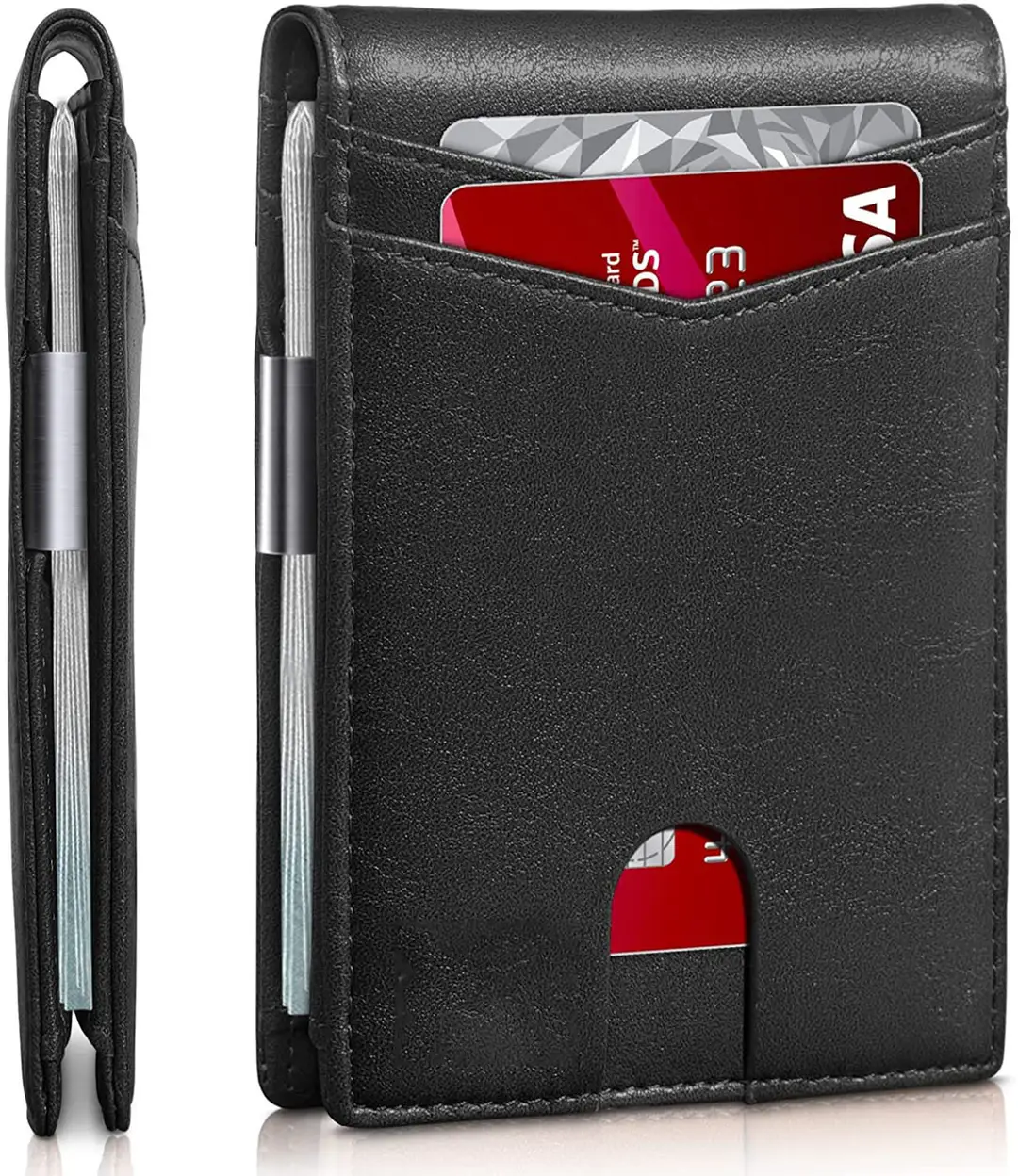 Rfid Wallet Carbon Fiber Multi-Card Slot Anti-Theft Wallet Card Holder Dollar Bill Holder Men's Wallet Color-Blocking Design Anti-Skimming