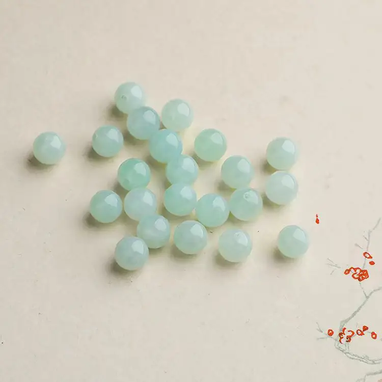Natural Burmese Jade Round Beads Green Ice Clear Bottom - Image 3