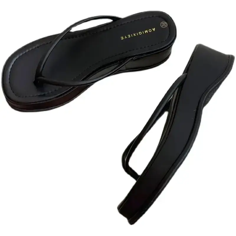 2023 Summer new foreign trade women's shoes wholesale Korean flip-flops outerwear wedge sandals women's shoes tide