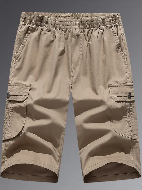 Men's Grey Cropped Cargo Shorts Large Pure Cotton - Image 7