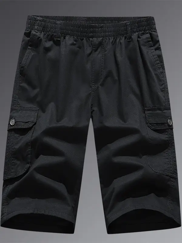 Men's Grey Cropped Cargo Shorts Large Pure Cotton - Image 9