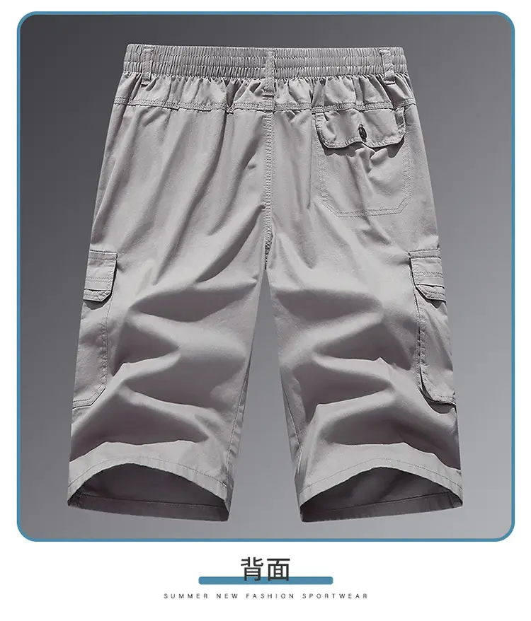 Men's Grey Cropped Cargo Shorts Large Pure Cotton — feature 39