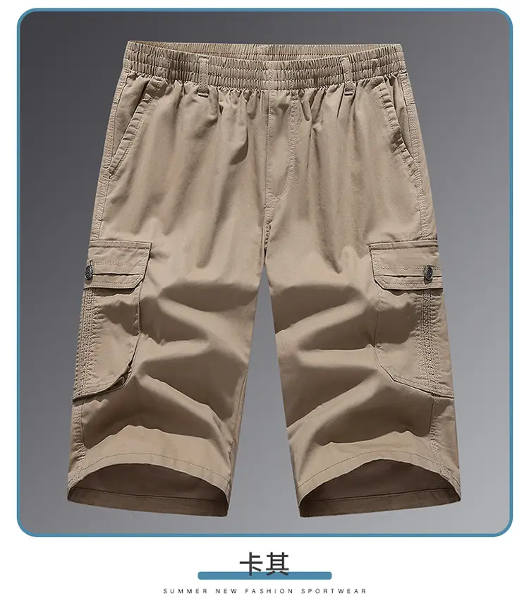 Men's Grey Cropped Cargo Shorts Large Pure Cotton — feature 40