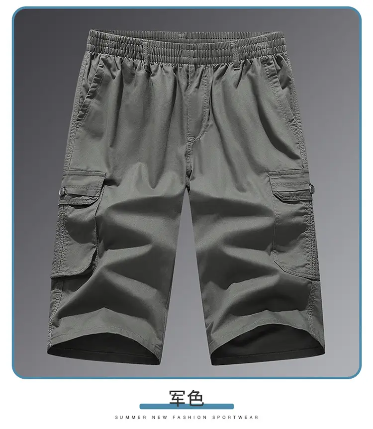 Men's Grey Cropped Cargo Shorts Large Pure Cotton — feature 41