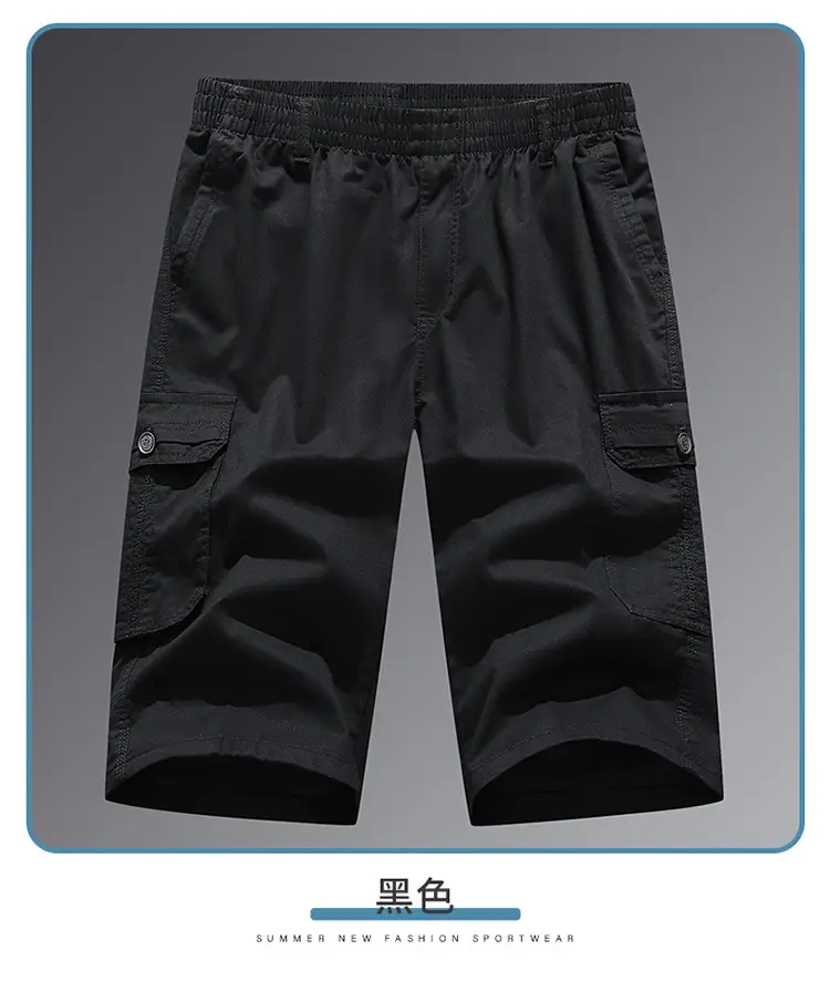 Men's Grey Cropped Cargo Shorts Large Pure Cotton — feature 43
