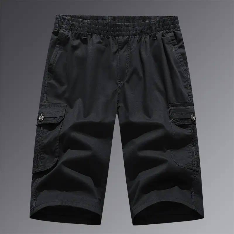 Men's Grey Cropped Cargo Shorts Large Pure Cotton - Image 5