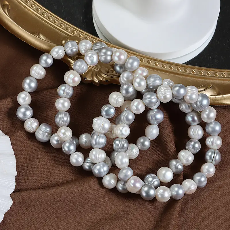 9mm Natural Freshwater Pearl Bracelet with Elastic Thread - Image 3