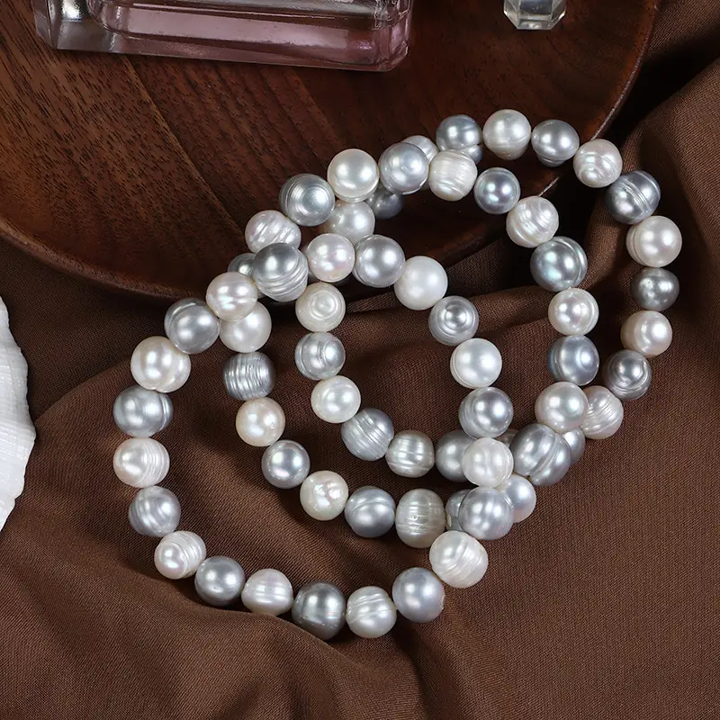 9mm Natural Freshwater Pearl Bracelet with Elastic Thread - Image 4