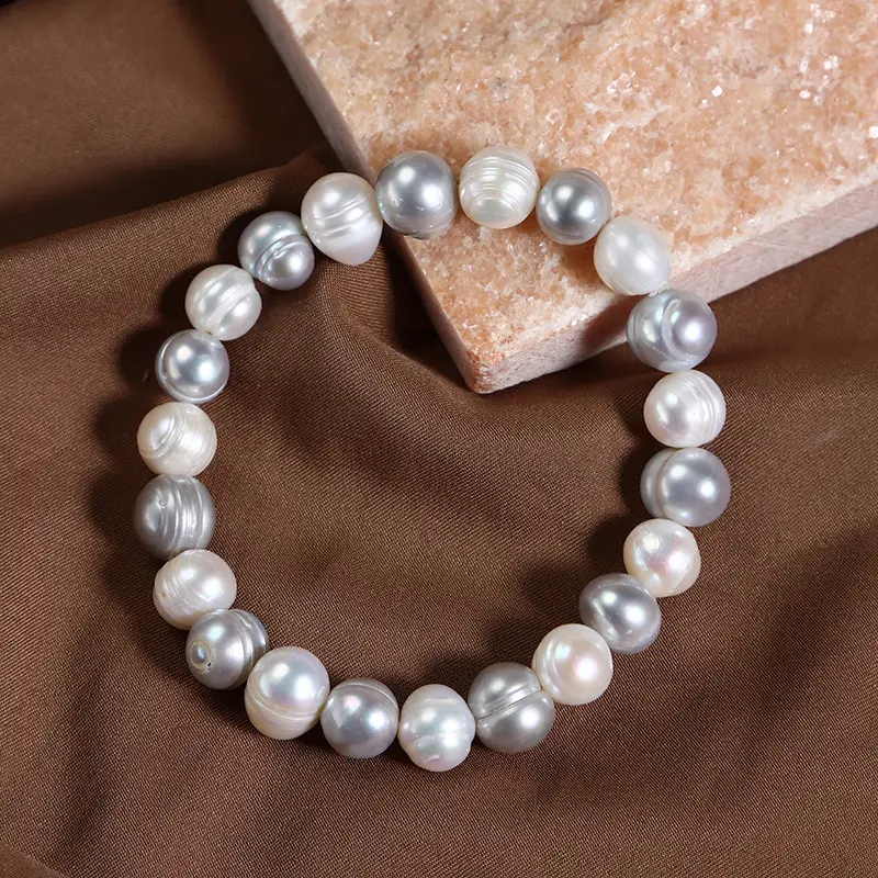 9mm Natural Freshwater Pearl Bracelet with Elastic Thread - Image 5