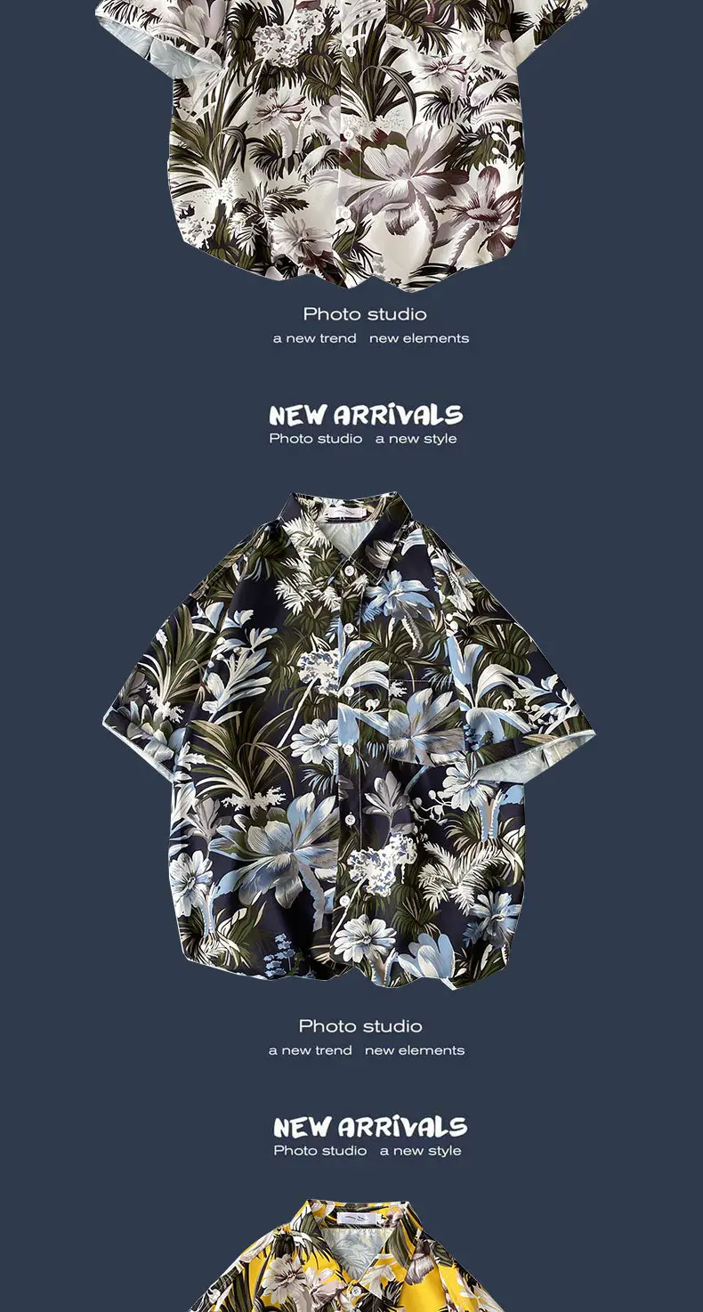 Men's Black Printed Short Sleeve Shirt with 9 Design — feature 18