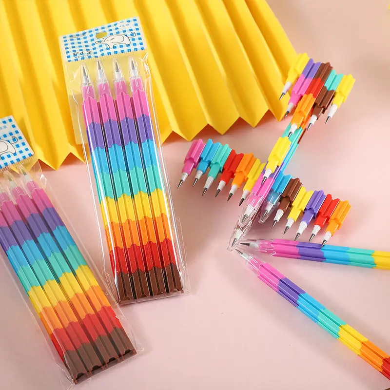 Sharpening-free pencil building blocks rainbow bullet pen egg pen Primary School kindergarten prize gift children stationery