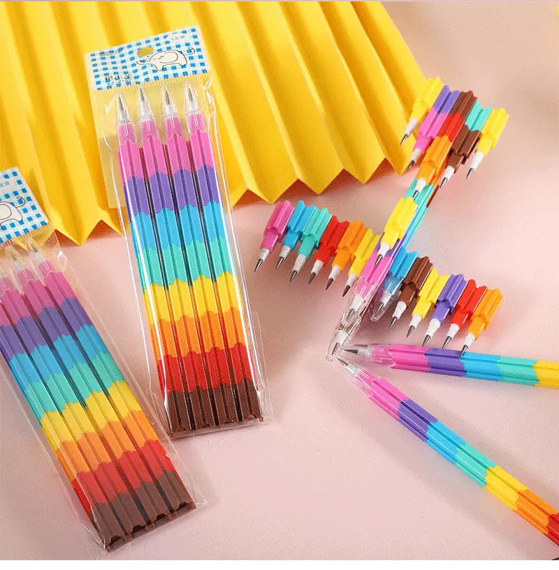 Sharpening-free pencil building blocks rainbow bullet pen egg pen Primary School kindergarten prize gift children stationery — feature 10