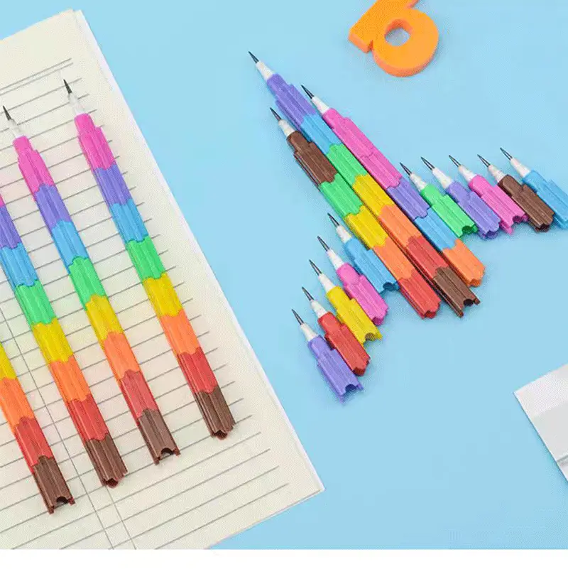 Sharpening-free pencil building blocks rainbow bullet pen egg pen Primary School kindergarten prize gift children stationery — feature 2
