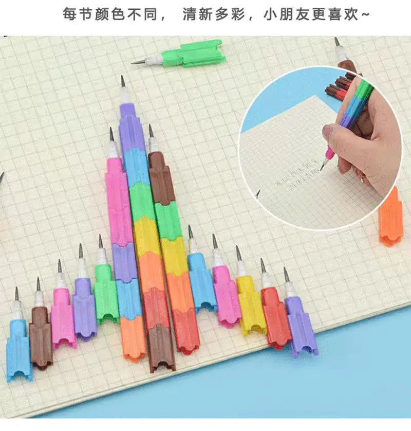 Sharpening-free pencil building blocks rainbow bullet pen egg pen Primary School kindergarten prize gift children stationery — feature 6