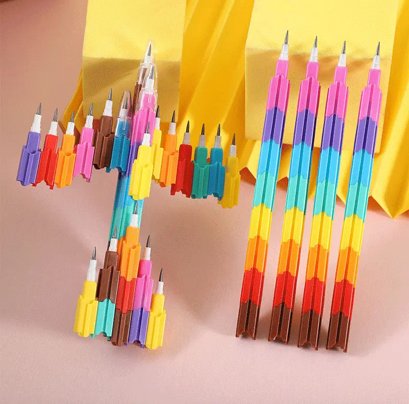 Sharpening-free pencil building blocks rainbow bullet pen egg pen Primary School kindergarten prize gift children stationery — feature 9