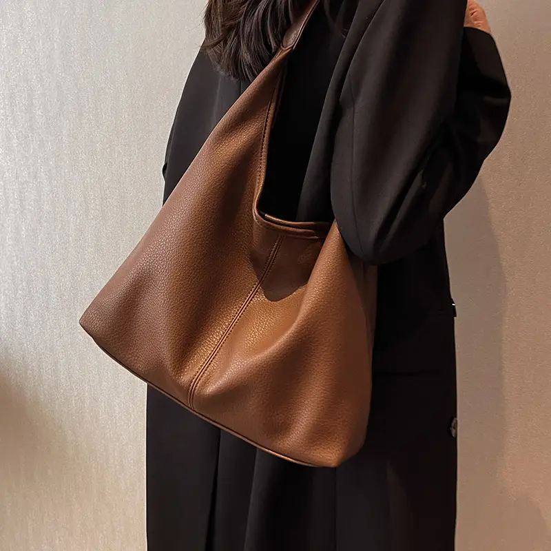 Women Large Capacity Shoulder Bag Brown Leather Spring Summer 2026 - Image 8