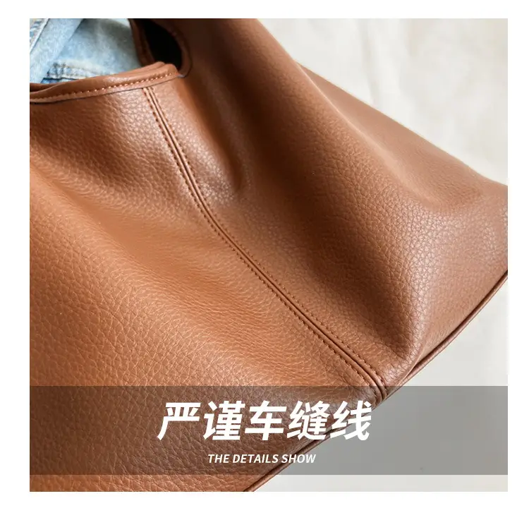 Women Large Capacity Shoulder Bag Brown Leather Spring Summer 2026 — feature 13