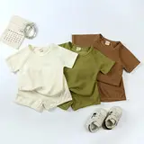 Kids Cotton Linen Button T-Shirt Shorts Set — feature 13