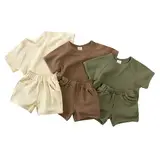 Kids Cotton Linen Button T-Shirt Shorts Set — feature 19
