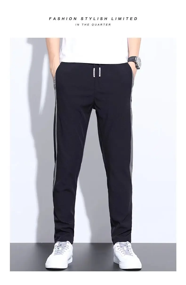 Men's Grey Korean Casual Pants Thin Straight Summer — feature 3