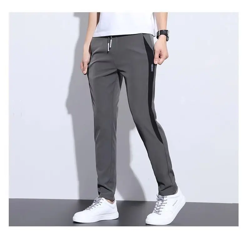 Men's Grey Korean Casual Pants Thin Straight Summer — feature 6
