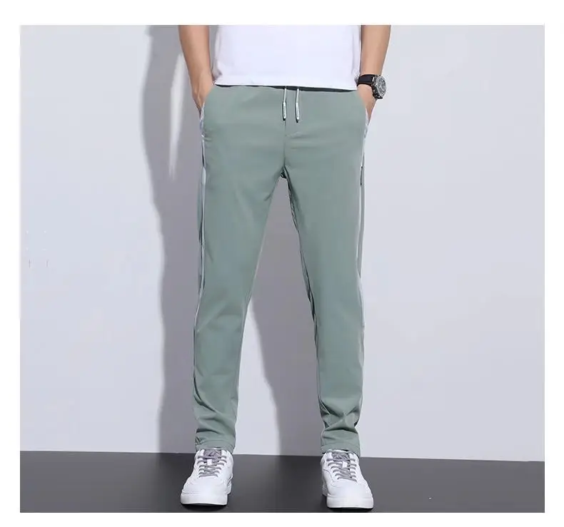 Men's Grey Korean Casual Pants Thin Straight Summer — feature 7