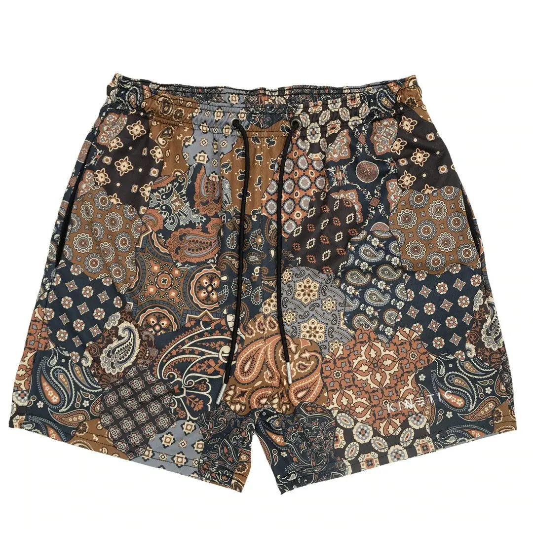Digital Printed Blue Floral Mesh Shorts for Men - Image 24