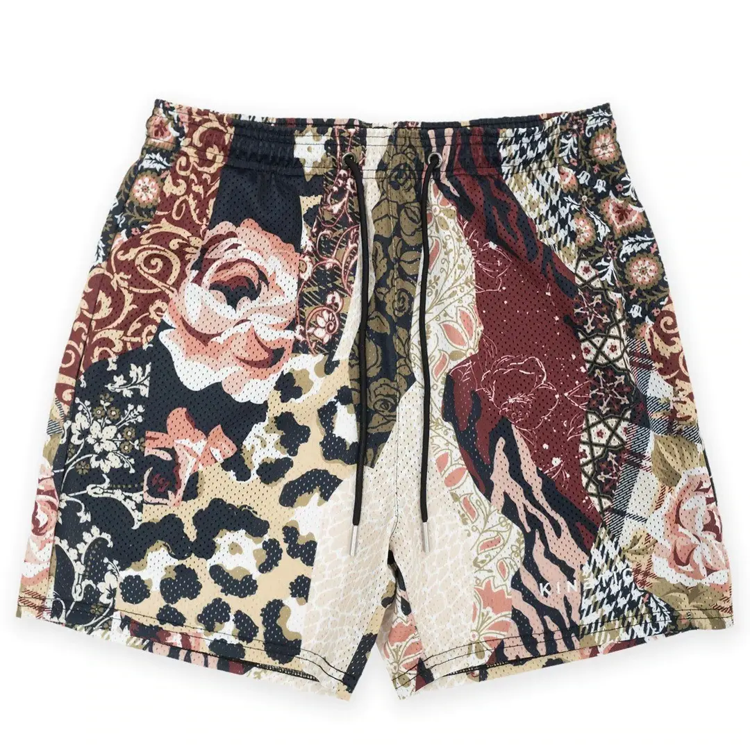 Digital Printed Blue Floral Mesh Shorts for Men - Image 15