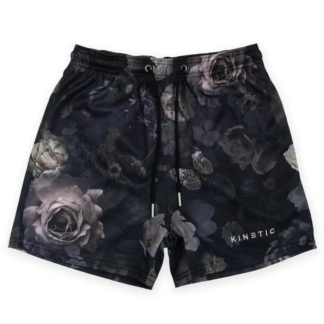 Digital Printed Blue Floral Mesh Shorts for Men - Image 16