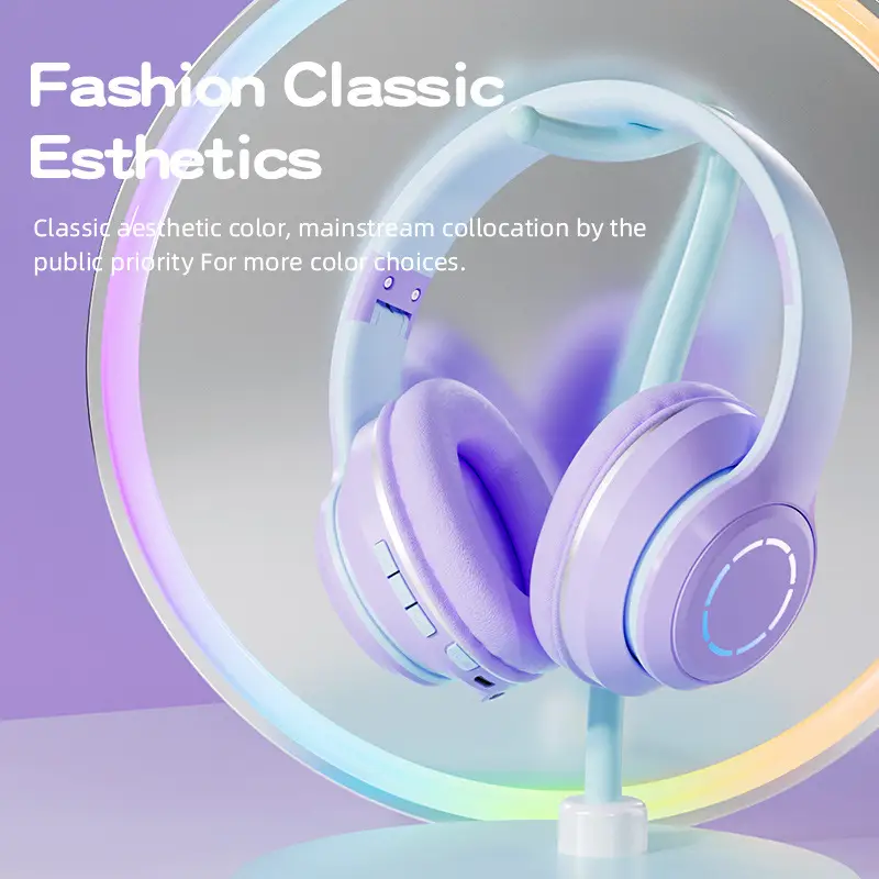 Wireless Bluetooth Headset Pink Gradient Luminous - Image 7