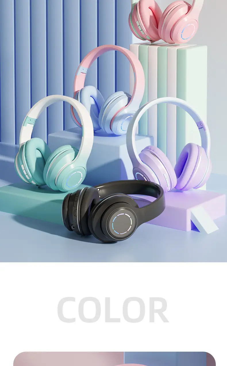 Wireless Bluetooth Headset Pink Gradient Luminous — feature 16