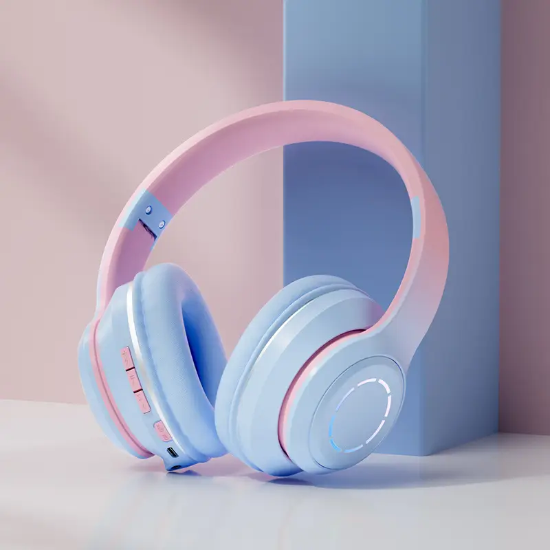 Wireless Bluetooth Headset Pink Gradient Luminous