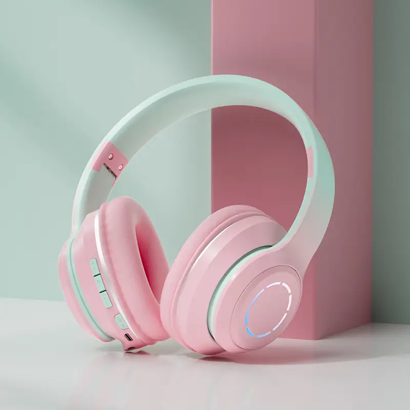 Wireless Bluetooth Headset Pink Gradient Luminous - Image 2