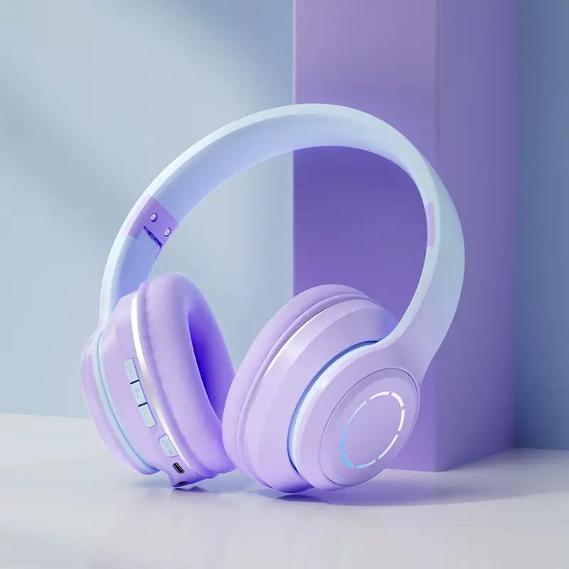 Wireless Bluetooth Headset Pink Gradient Luminous - Image 3