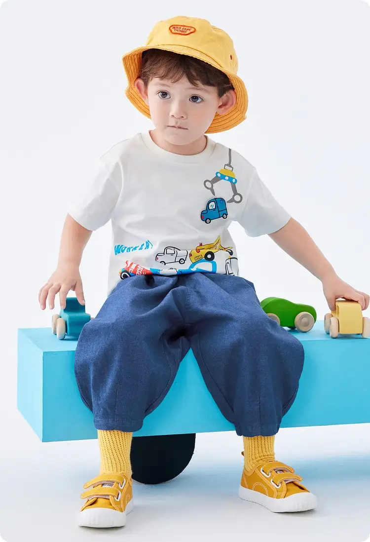 Kids Bus T-Shirt Blue Cotton 2025 Summer — feature 17