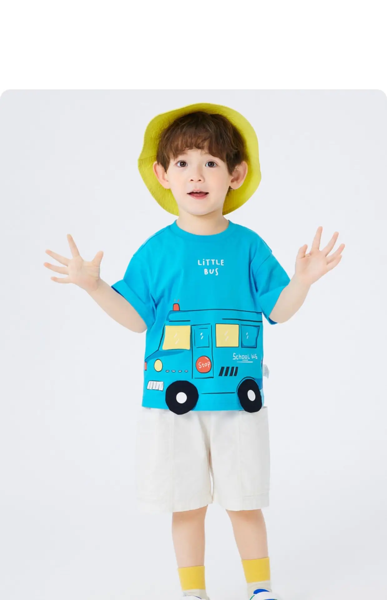 Kids Bus T-Shirt Blue Cotton 2025 Summer — feature 23