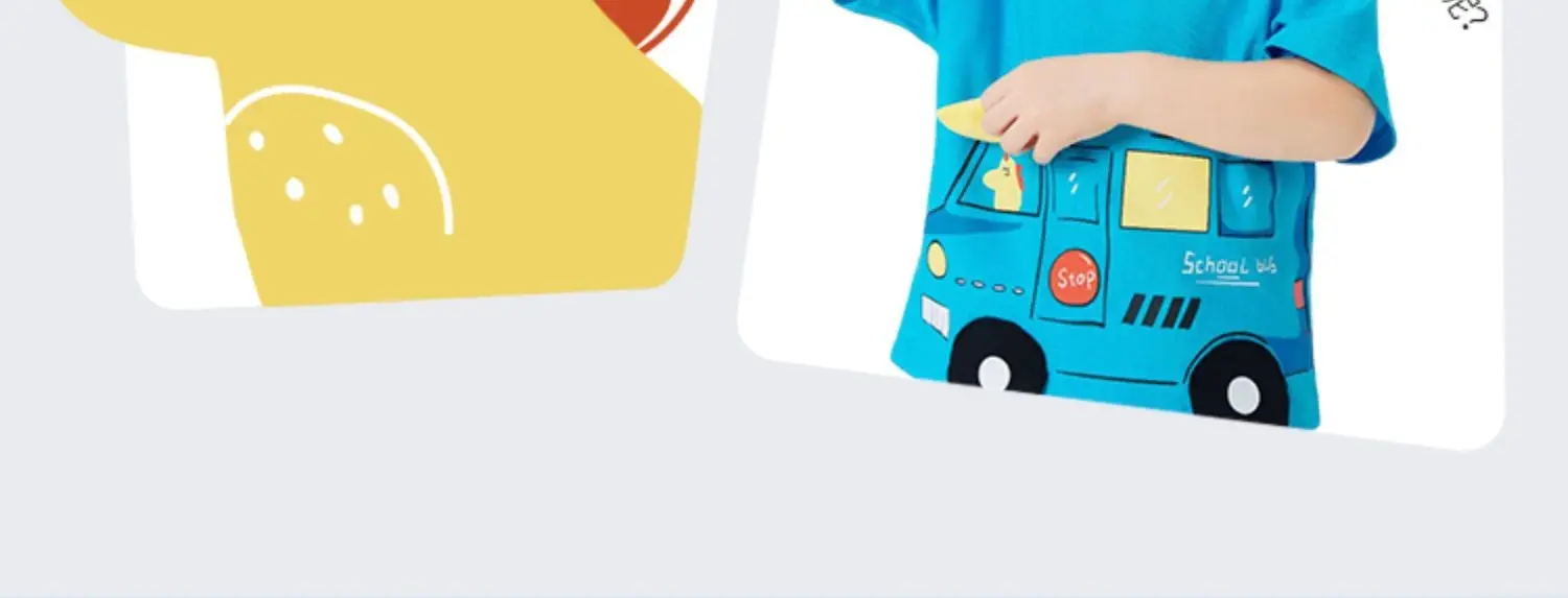 Kids Bus T-Shirt Blue Cotton 2025 Summer — feature 5