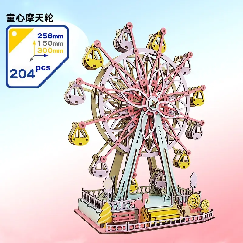 3D Wooden Ferris Wheel for Girls Educational Toy - Image 4