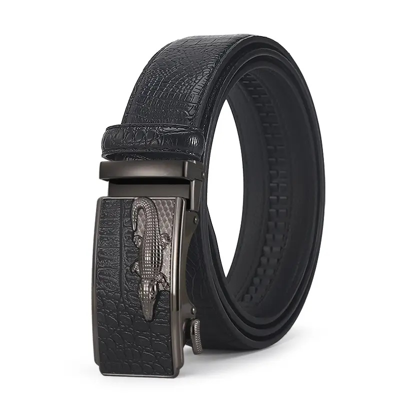 Men's Brown Crocodile Belt with Gold Buckle 2023