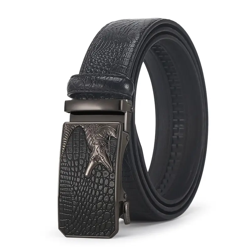 Men's Brown Crocodile Belt with Gold Buckle 2023