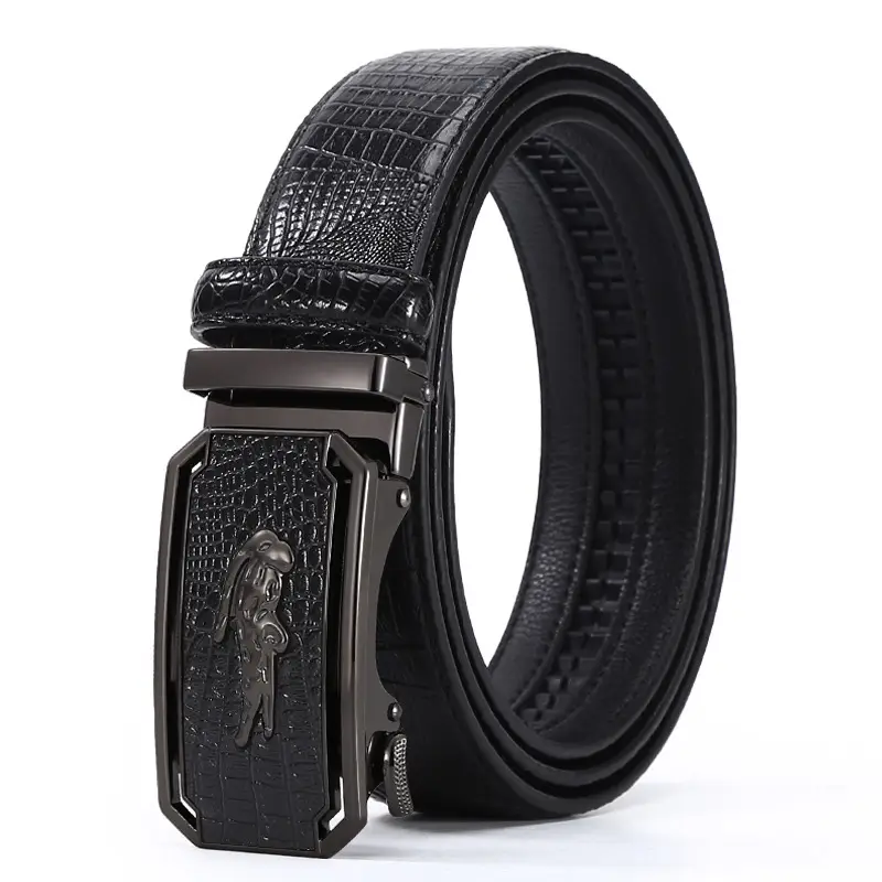 Men's Brown Crocodile Belt with Gold Buckle 2023