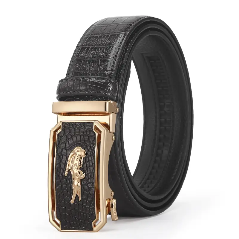 Men's Brown Crocodile Belt with Gold Buckle 2023
